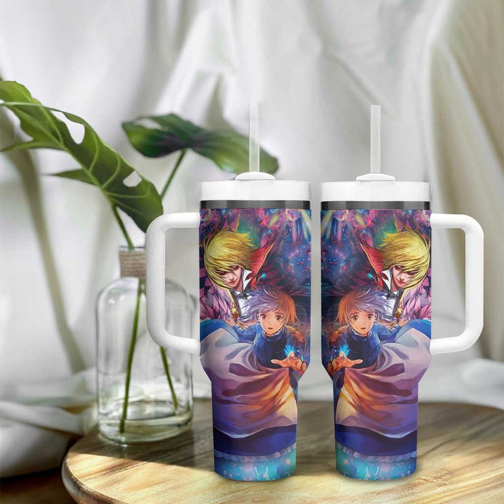 Trippy Howls Moving Castle Studio Ghibli Tumbler With Handle Anime Mix With Trippy Style TS04 Trippy Howls Moving Castle Studio Ghibli Tumbler With Handle Anime Mix With Trippy Style TS04