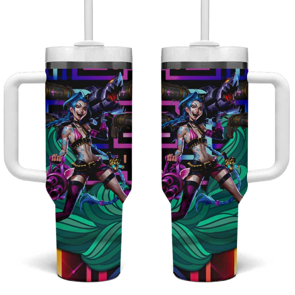 Trippy Jinx Arcane League of Legends Tumbler With Handle Game Art Mix Trippy Style TS04