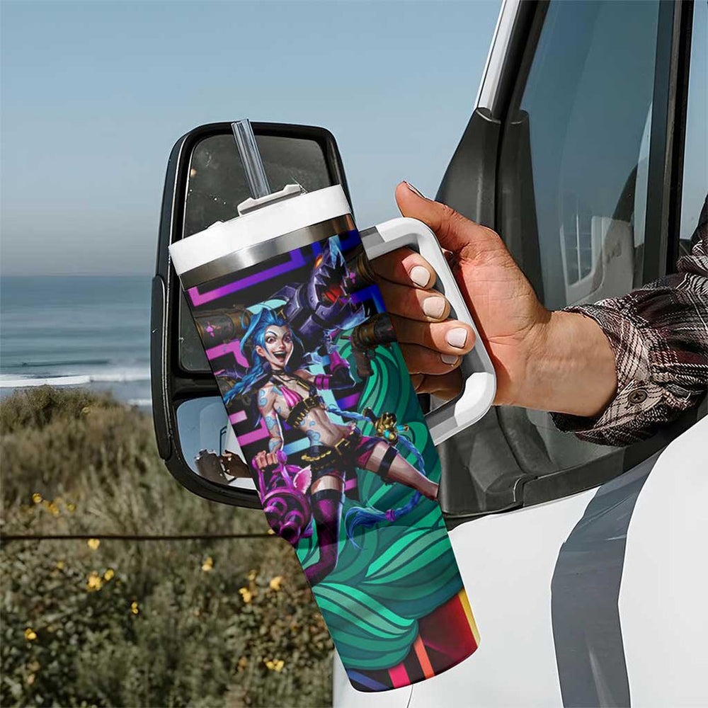 Trippy Jinx Arcane League of Legends Tumbler With Handle Game Art Mix Trippy Style TS04 Trippy Jinx Arcane League of Legends Tumbler With Handle Game Art Mix Trippy Style TS04