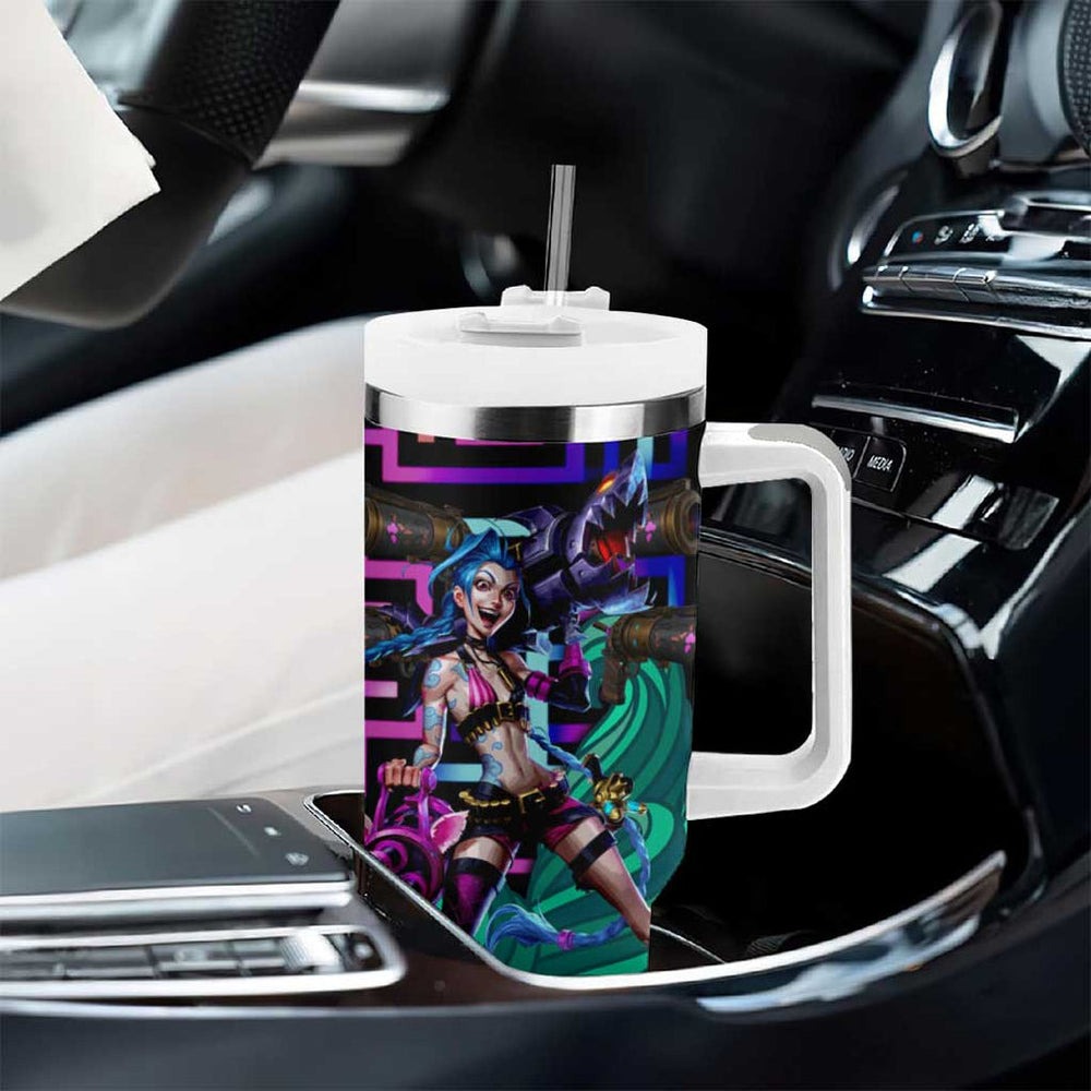 Trippy Jinx Arcane League of Legends Tumbler With Handle Game Art Mix Trippy Style TS04 Trippy Jinx Arcane League of Legends Tumbler With Handle Game Art Mix Trippy Style TS04