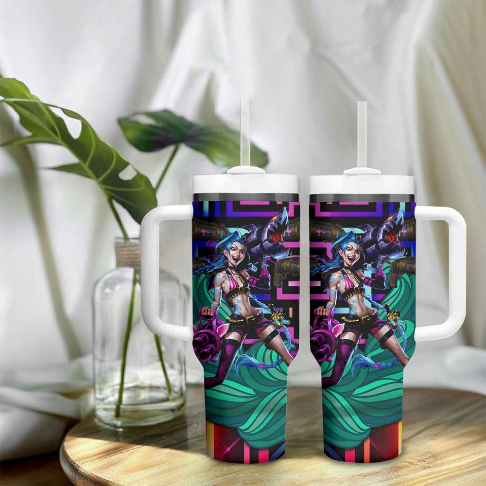 Trippy Jinx Arcane League of Legends Tumbler With Handle Game Art Mix Trippy Style TS04 Trippy Jinx Arcane League of Legends Tumbler With Handle Game Art Mix Trippy Style TS04