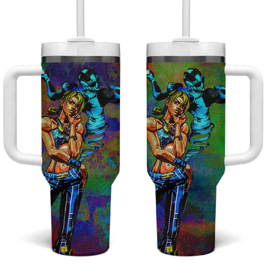 Trippy Jolyne Cujoh Stone Ocean Jojos Bizarre Adventure Tumbler With Handle Anime Mix Abstracs Style TS04