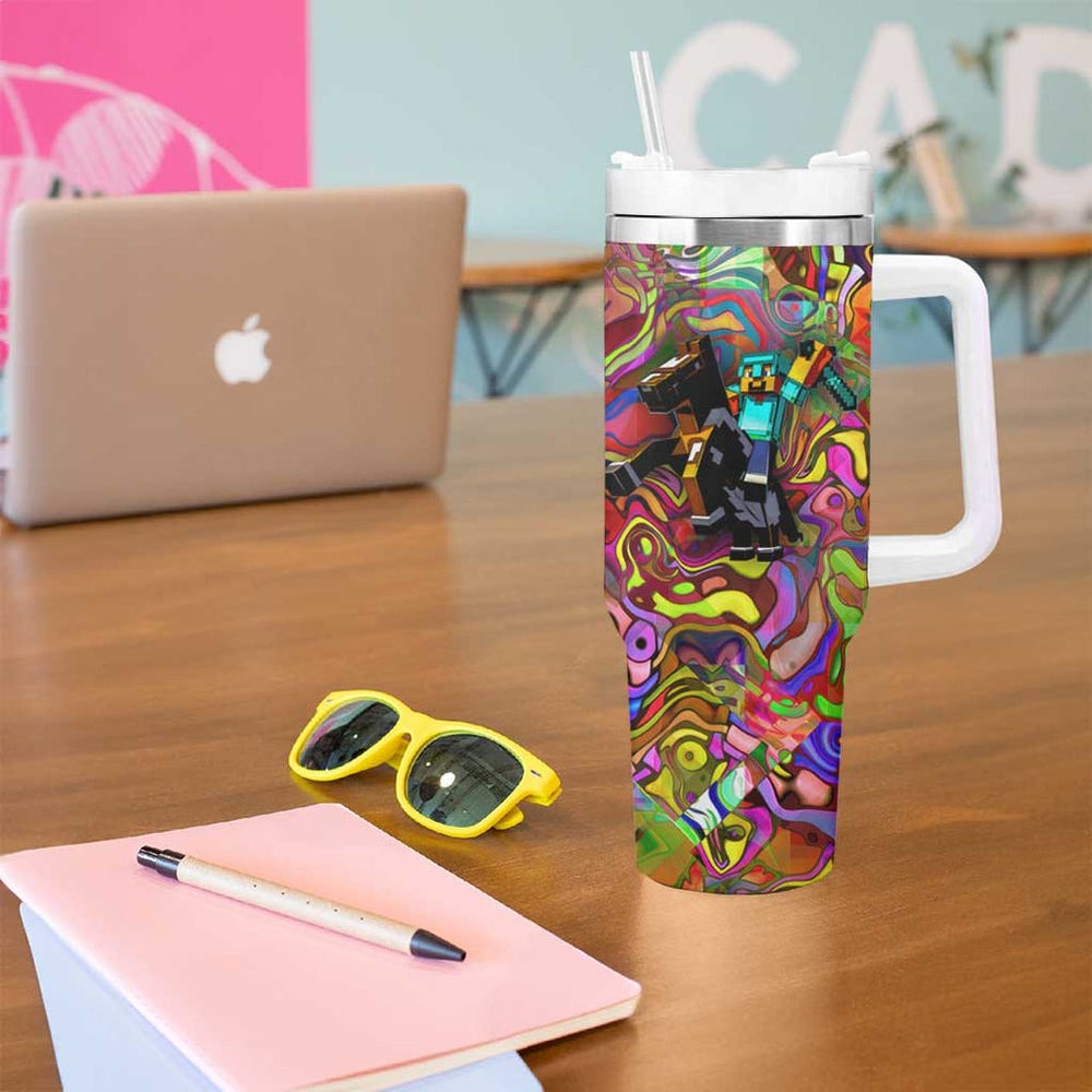 Trippy Minecraft Tumbler With Handle Trippy Style TS04 Trippy Minecraft Tumbler With Handle Trippy Style TS04