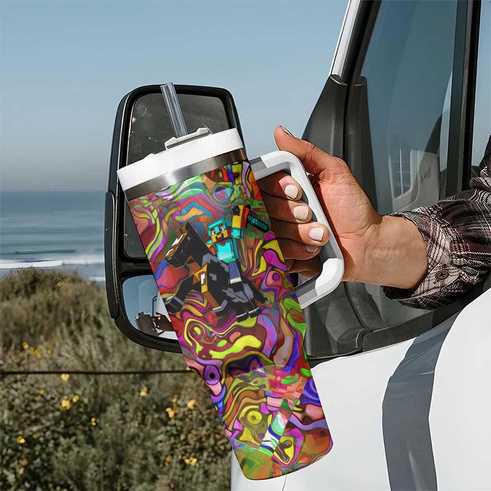Trippy Minecraft Tumbler With Handle Trippy Style TS04 Trippy Minecraft Tumbler With Handle Trippy Style TS04