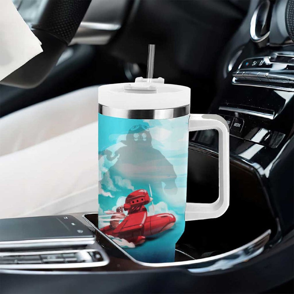 Trippy Porco Rosso Studio Tumbler With Handle Anime Style TS04