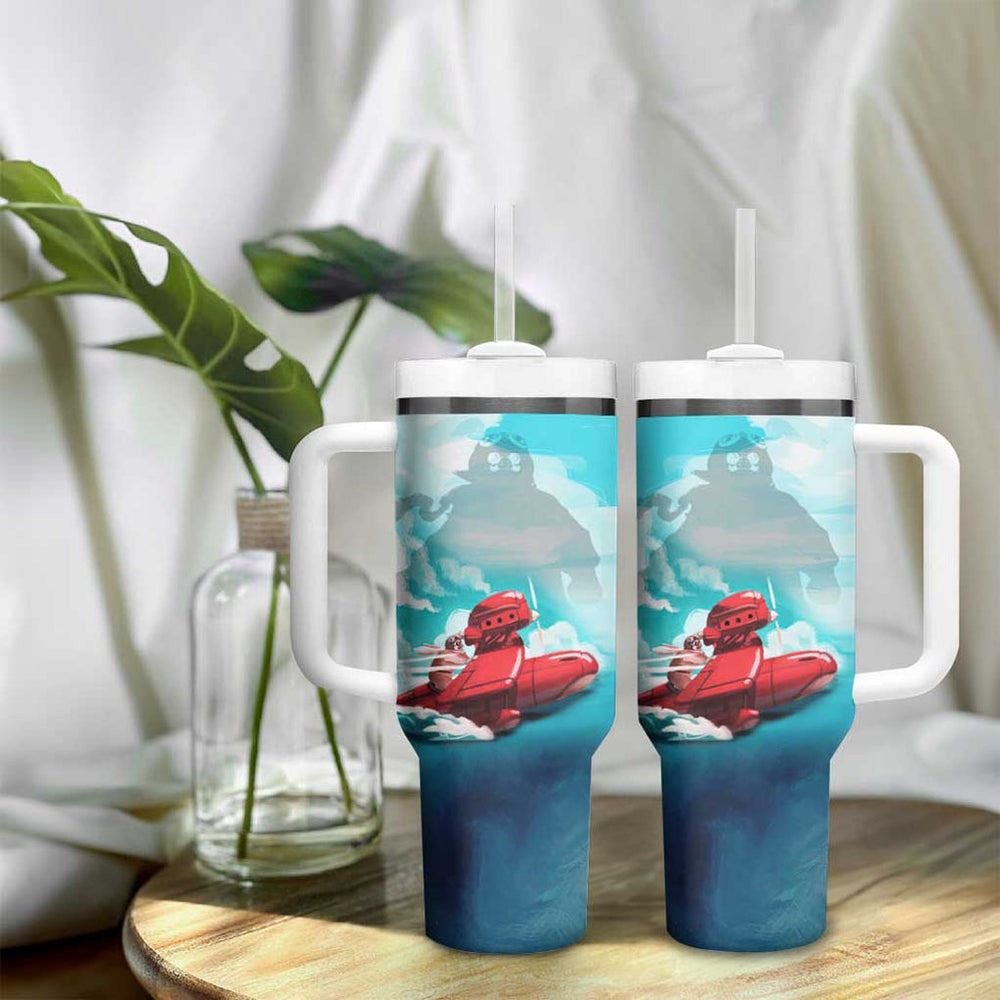 Trippy Porco Rosso Studio Tumbler With Handle Anime Style TS04