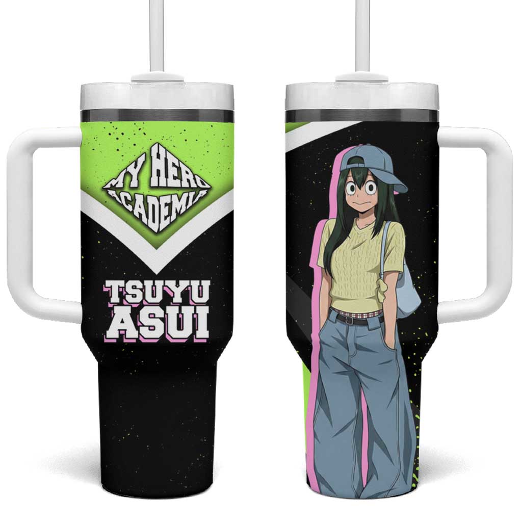 Tsuyu Asui My Hero Academia Tumbler With Handle Anime Grunge Splatter Graphic Style TS04