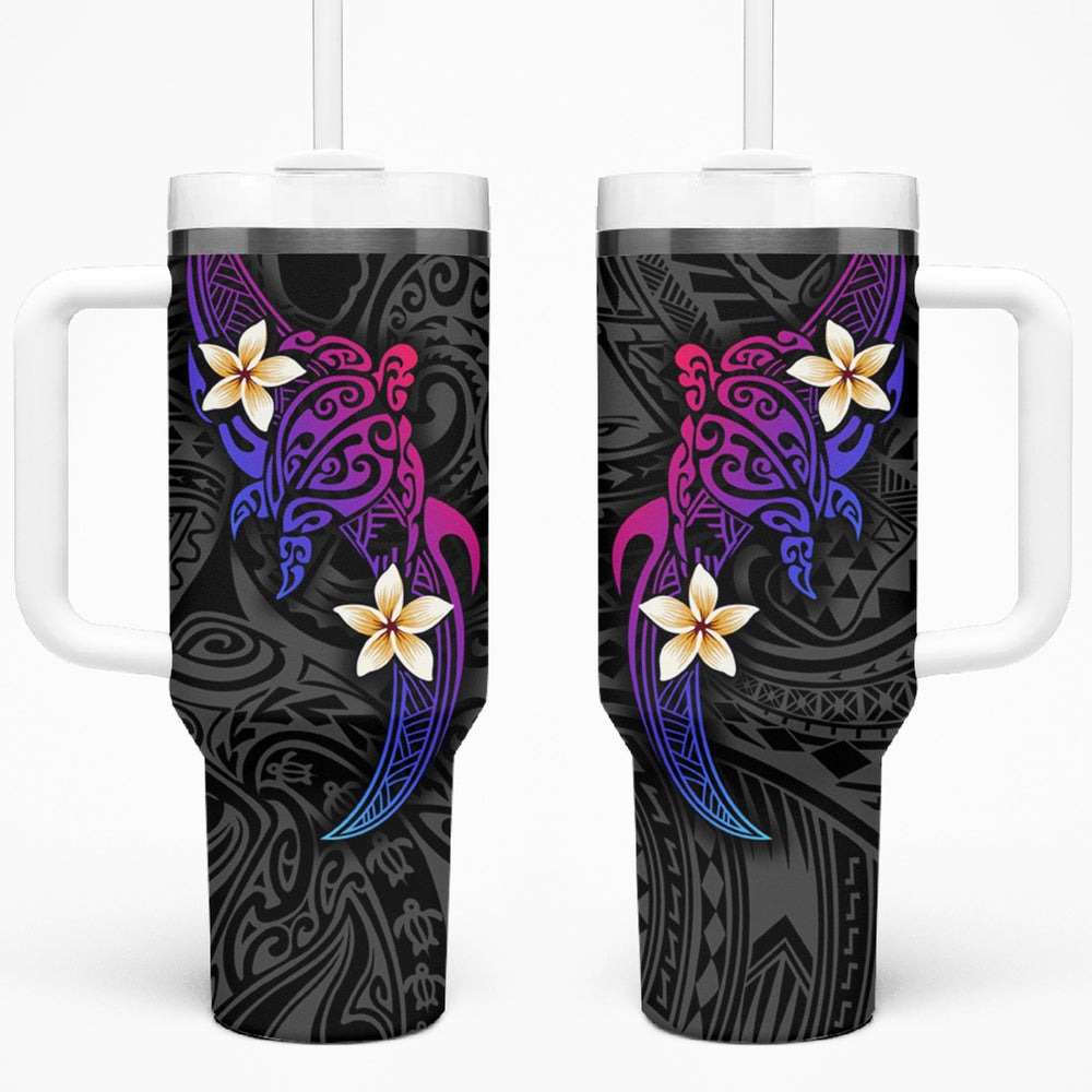 Turtle and Plumeria - Polynesian Tumbler With Handle TS04 Turtle and Plumeria - Polynesian Tumbler With Handle TS04
