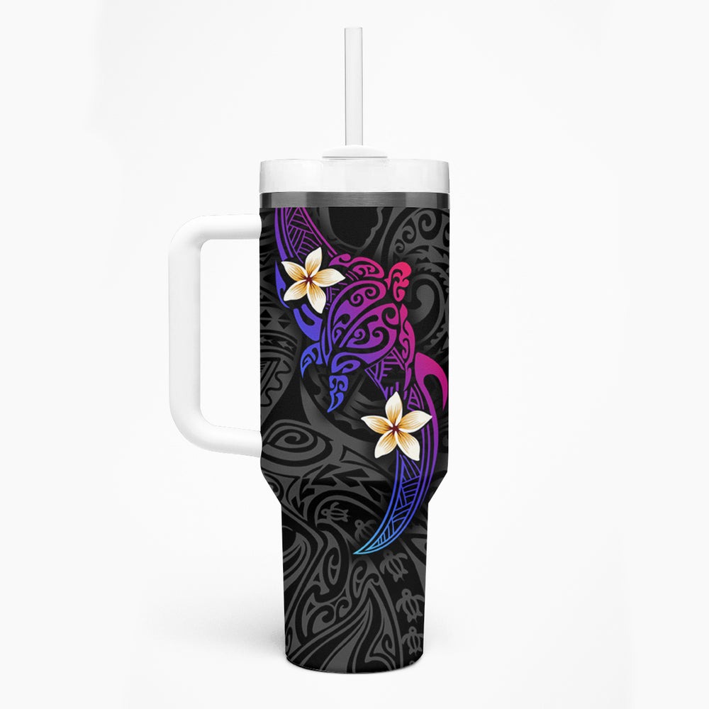 Turtle and Plumeria - Polynesian Tumbler With Handle TS04 Turtle and Plumeria - Polynesian Tumbler With Handle TS04