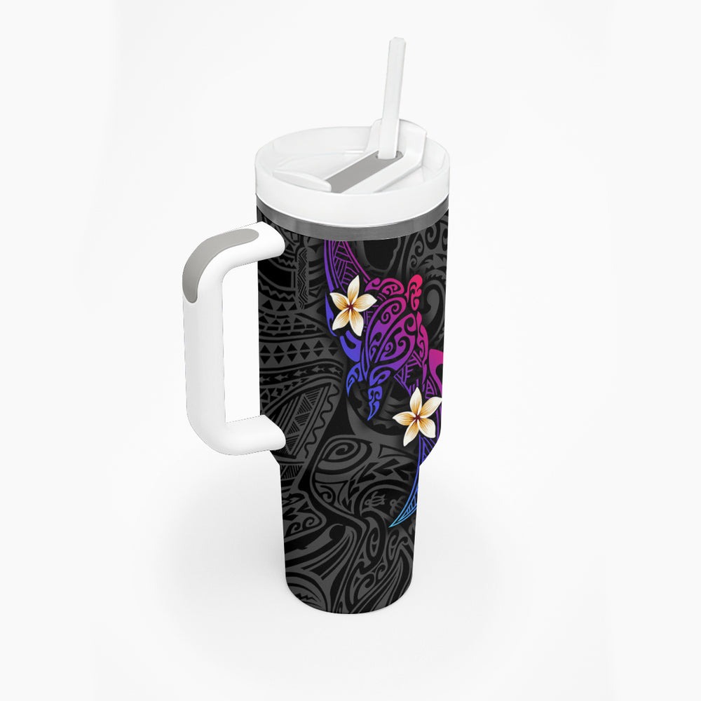 Turtle and Plumeria - Polynesian Tumbler With Handle TS04 Turtle and Plumeria - Polynesian Tumbler With Handle TS04