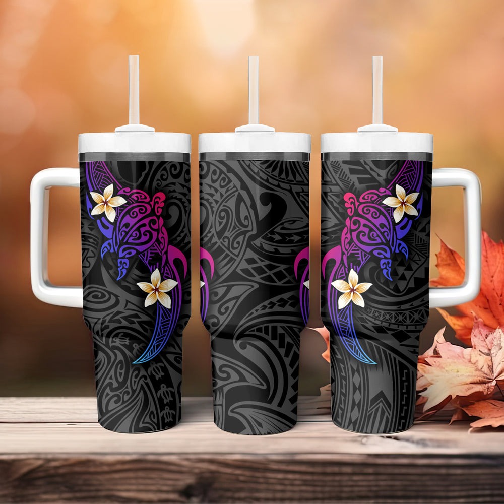 Turtle and Plumeria - Polynesian Tumbler With Handle TS04 Turtle and Plumeria - Polynesian Tumbler With Handle TS04