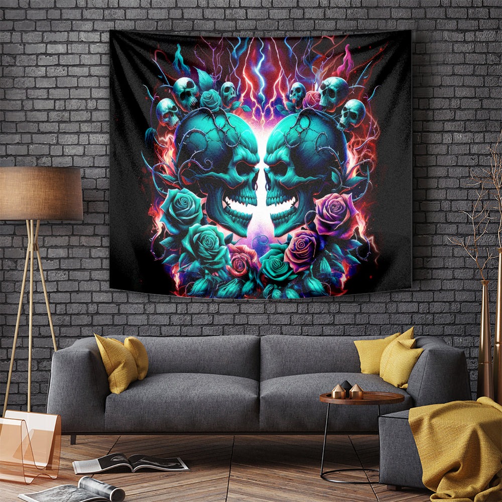 Twin Skull Tapestry Don't Try Figure Me out I'm A Special Kind Of Twisted DT01