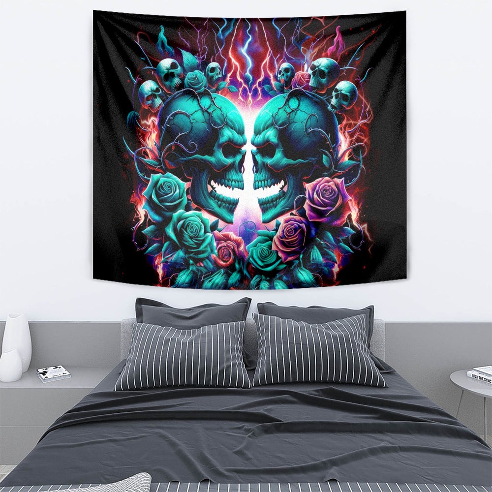 Twin Skull Tapestry Don't Try Figure Me out I'm A Special Kind Of Twisted DT01