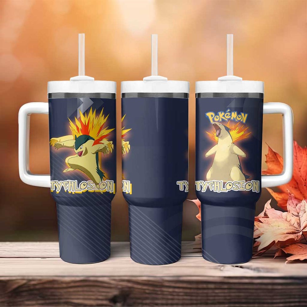 Typhlosion Poké Tumbler With Handle Classic Retro Anime Style TS04