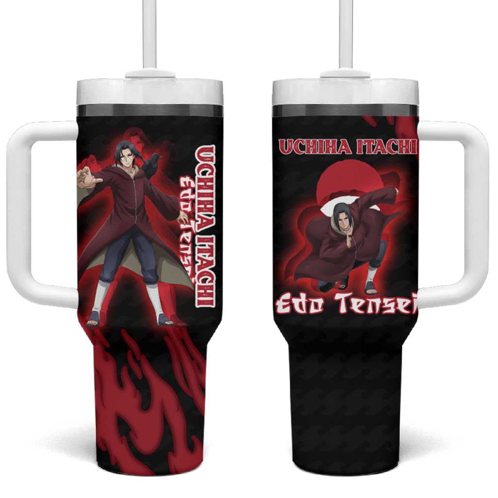 Uchiha Itachi Edo Tensei Naruto Tumbler With Handle Crimson Flame Anime Resurrection Style TS04