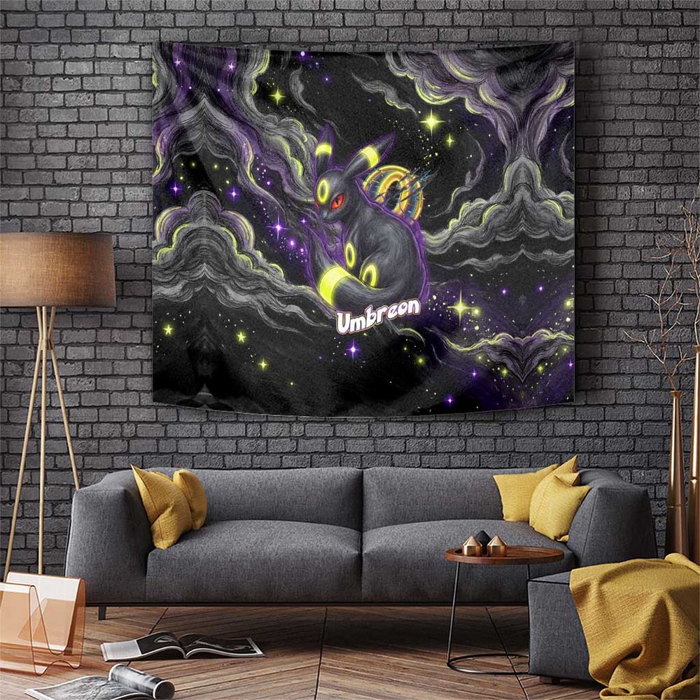 Umbreon Tapestry Cosmic Neon Galaxy Art TS04 Umbreon Tapestry Cosmic Neon Galaxy Art TS04