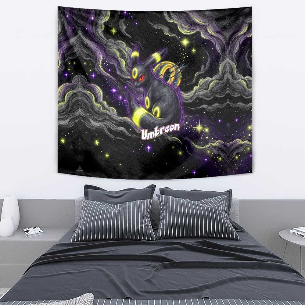 Umbreon Tapestry Cosmic Neon Galaxy Art TS04 Umbreon Tapestry Cosmic Neon Galaxy Art TS04