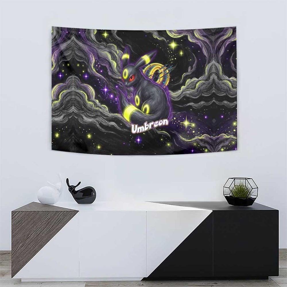 Umbreon Tapestry Cosmic Neon Galaxy Art TS04 Umbreon Tapestry Cosmic Neon Galaxy Art TS04
