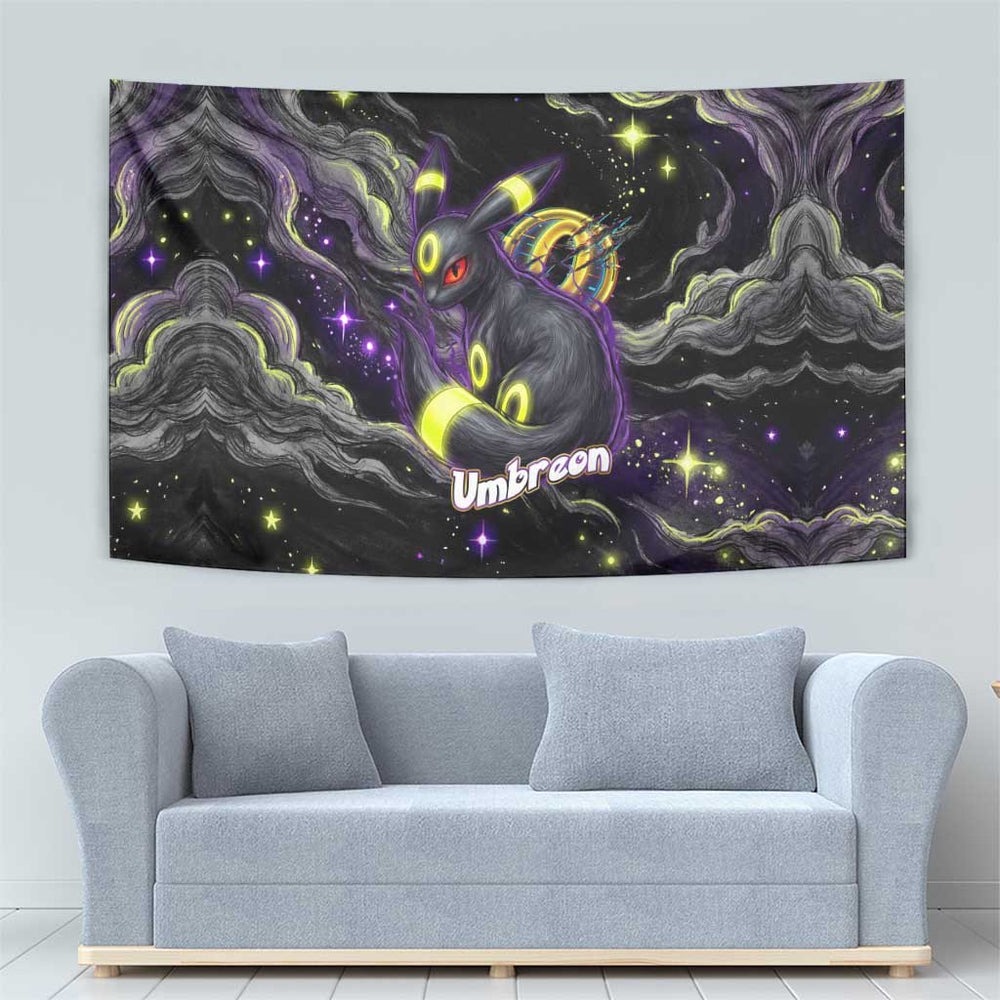 Umbreon Tapestry Cosmic Neon Galaxy Art TS04 Umbreon Tapestry Cosmic Neon Galaxy Art TS04