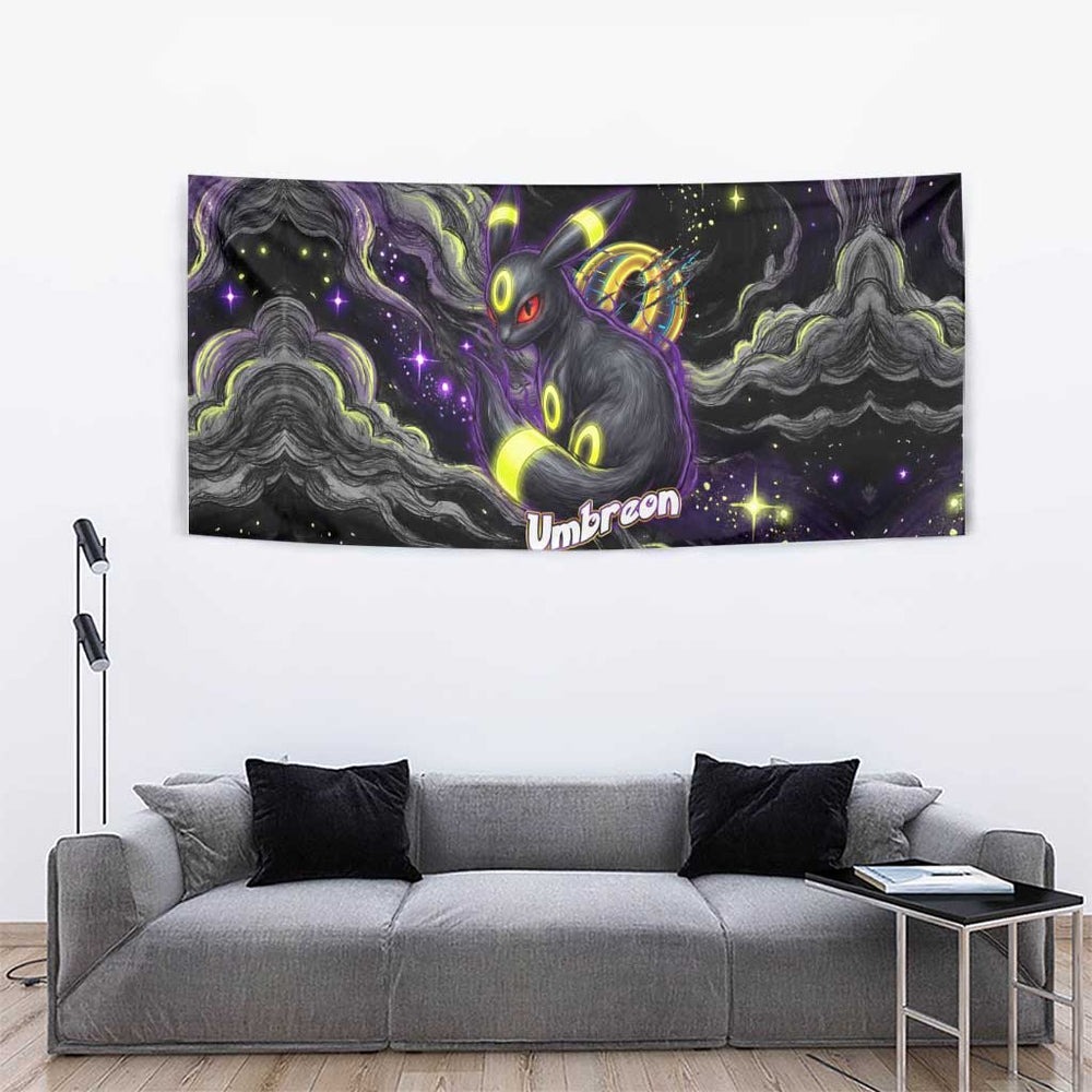 Umbreon Tapestry Cosmic Neon Galaxy Art TS04 Umbreon Tapestry Cosmic Neon Galaxy Art TS04