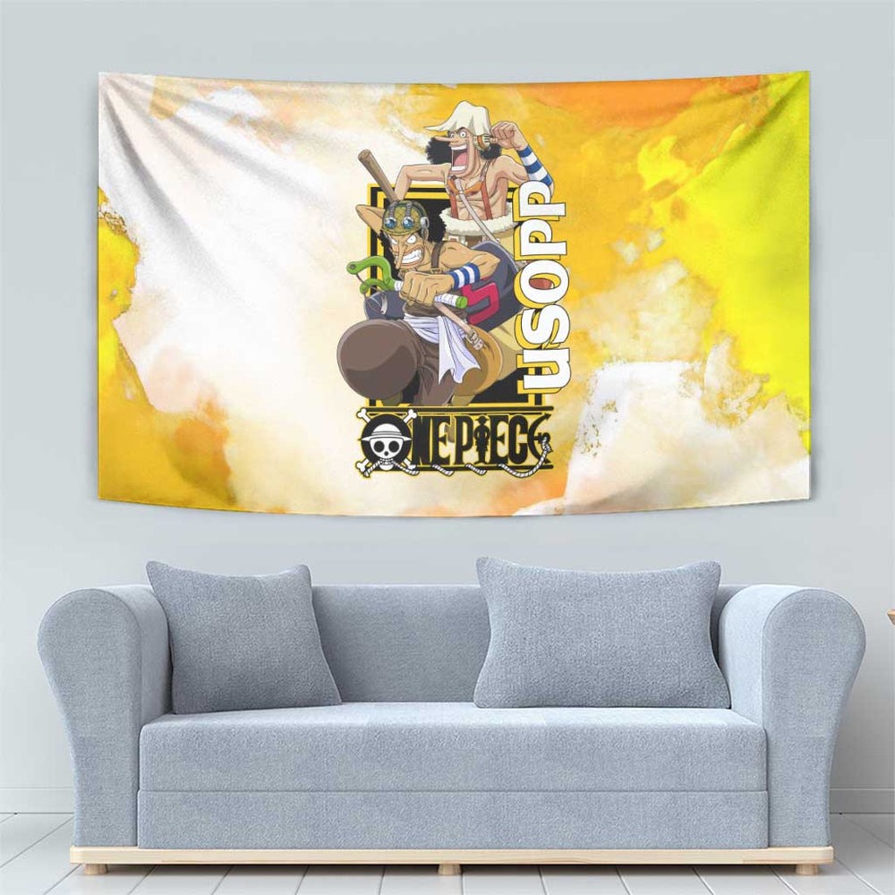 Usopp One Piece Yellow and White Theme Tumbler With Handle with Sniper Pose and Sogeking Mask Design TS04 Usopp One Piece Yellow and White Theme Tumbler With Handle with Sniper Pose and Sogeking Mask Design TS04
