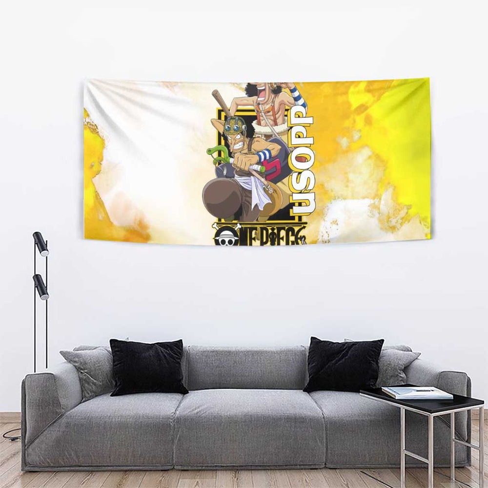 Usopp One Piece Yellow and White Theme Tumbler With Handle with Sniper Pose and Sogeking Mask Design TS04 Usopp One Piece Yellow and White Theme Tumbler With Handle with Sniper Pose and Sogeking Mask Design TS04