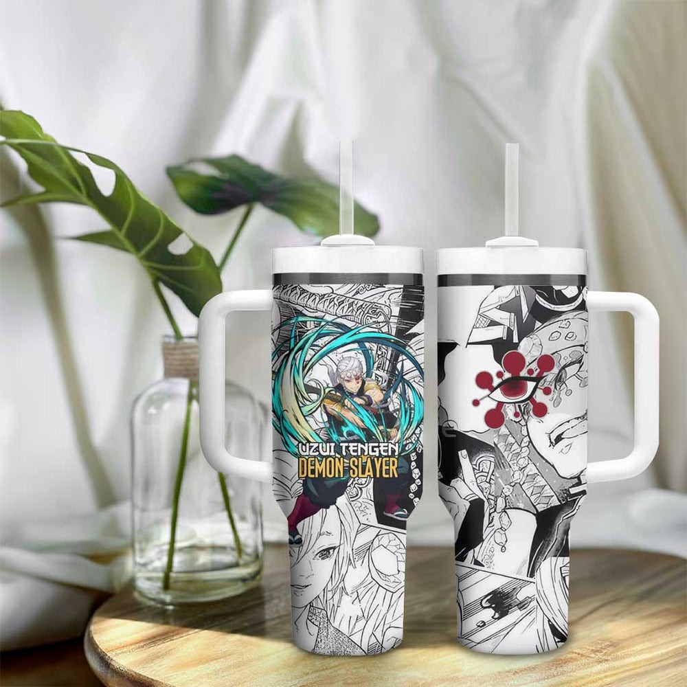 Uzui Tengen Manga Collage Demon Slayer Tumbler With Handle Anime Style TS04 Uzui Tengen Manga Collage Demon Slayer Tumbler With Handle Anime Style TS04