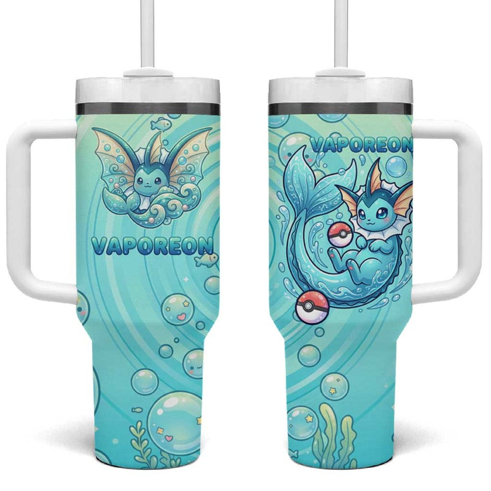 Vaporeon Tumbler With Handle Dreamy Ocean Bubble Fantasy Art TS04