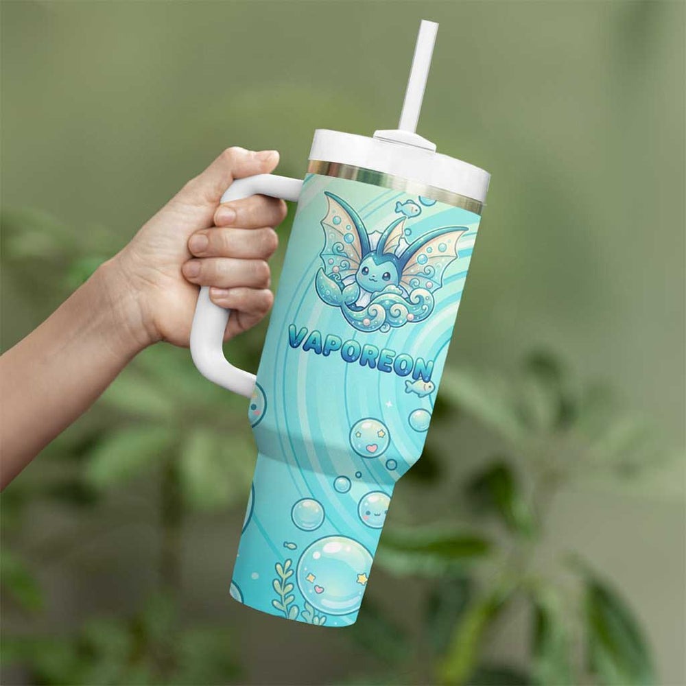 Vaporeon Tumbler With Handle Dreamy Ocean Bubble Fantasy Art TS04