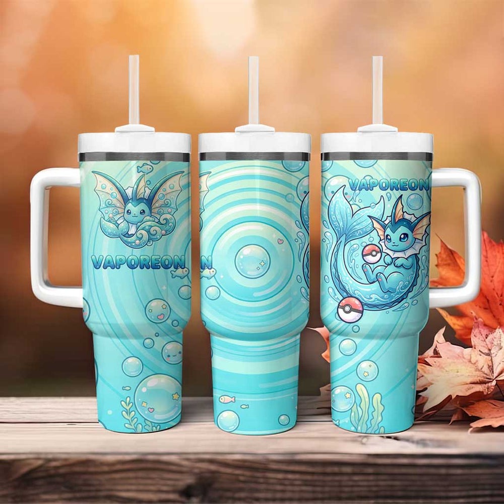 Vaporeon Tumbler With Handle Dreamy Ocean Bubble Fantasy Art TS04