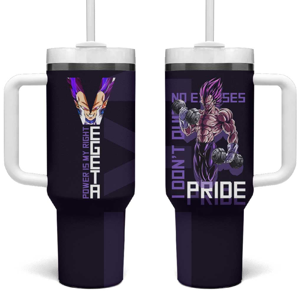 Vegeta Ultra Ego Gym Theme Tumbler With Handle with Dumbbells Power Quote and Pride Design TS04
