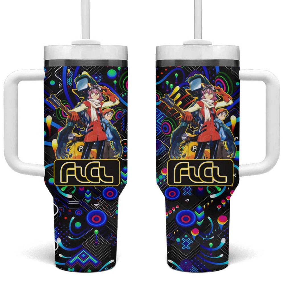 Vibing FLCL Tumbler With Handle Anime Mix Colorful Abstract Style TS04