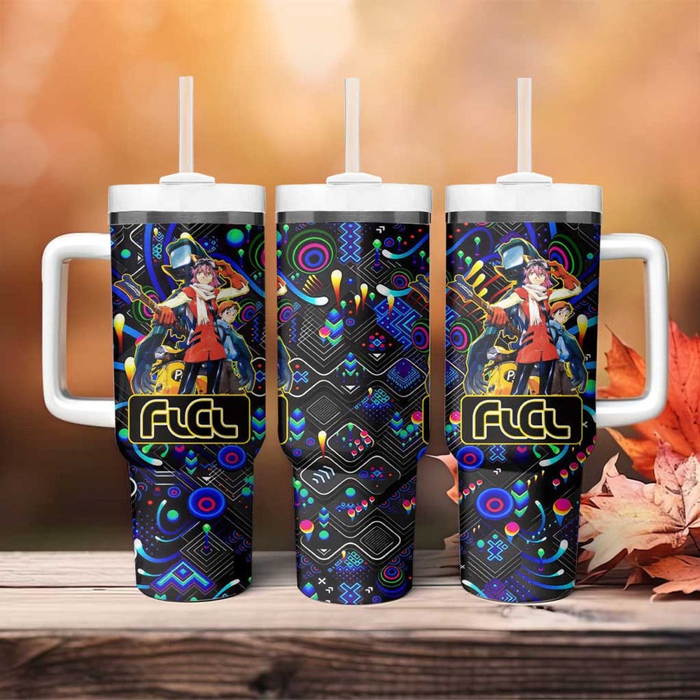 Vibing FLCL Tumbler With Handle Anime Mix Colorful Abstract Style TS04