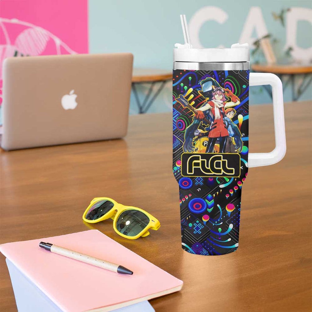 Vibing FLCL Tumbler With Handle Anime Mix Colorful Abstract Style TS04