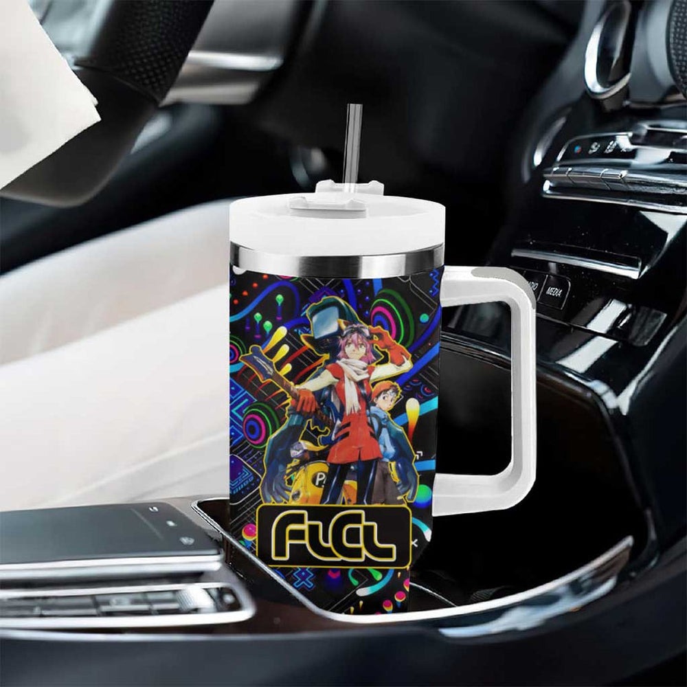 Vibing FLCL Tumbler With Handle Anime Mix Colorful Abstract Style TS04