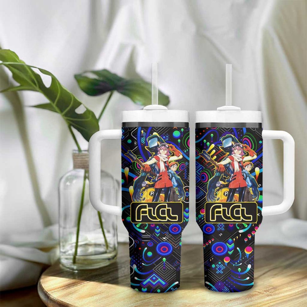 Vibing FLCL Tumbler With Handle Anime Mix Colorful Abstract Style TS04