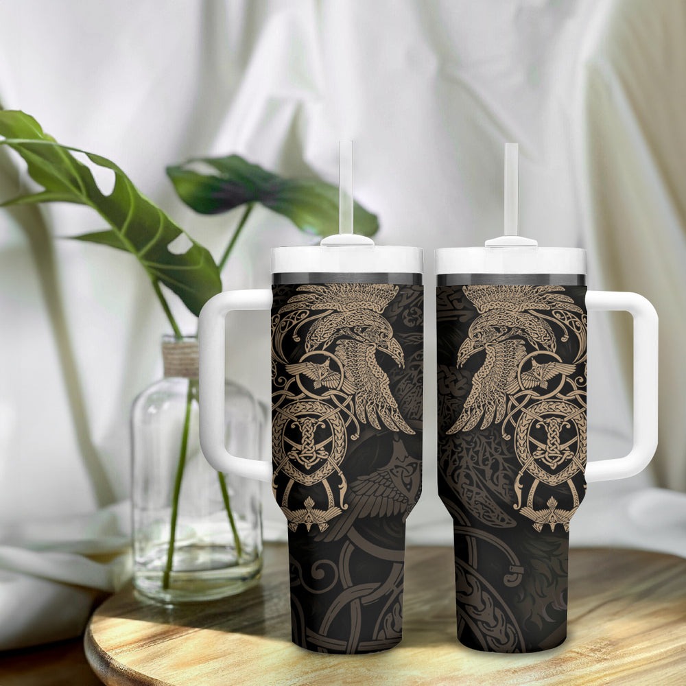 Viking Raven Tumbler With Handle Fear Not Death For the Hour Of Your Doom TS04 Viking Raven Tumbler With Handle Fear Not Death For the Hour Of Your Doom TS04