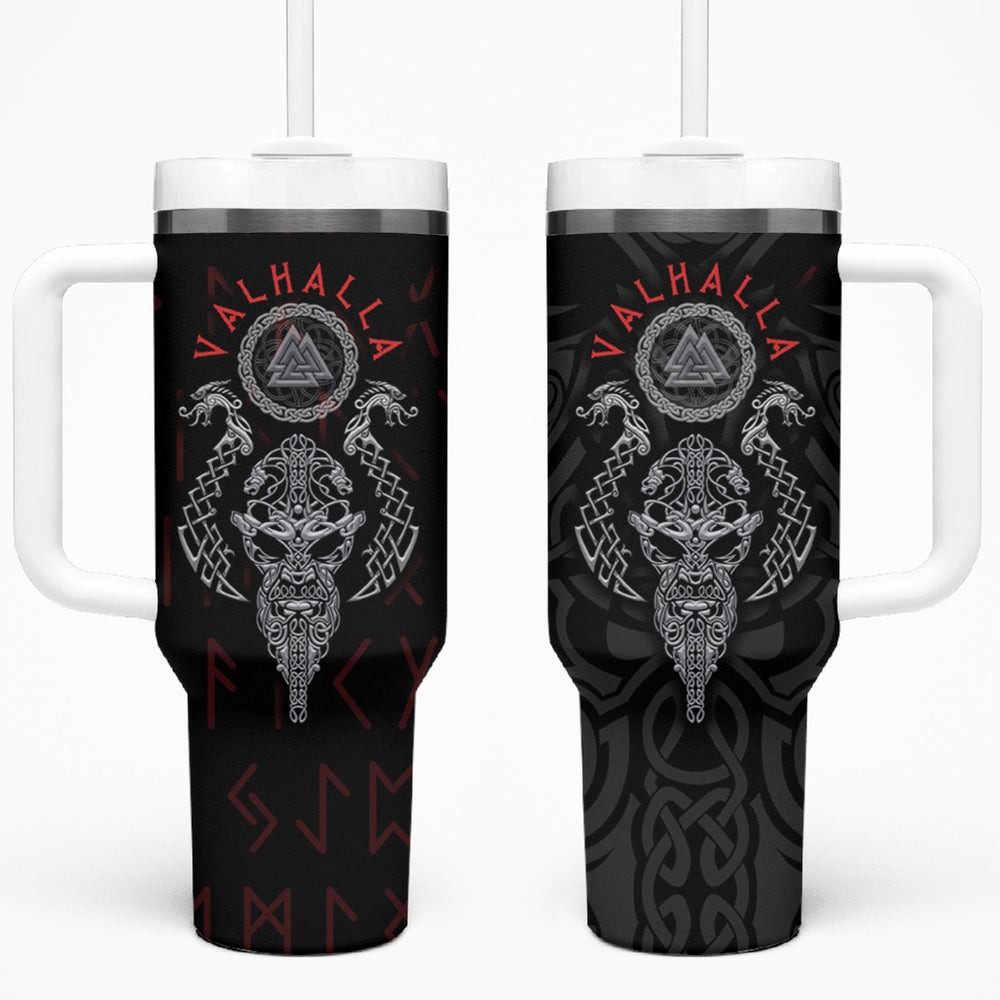 Viking Valhalla Tumbler With Handle Odin and Drakkar Pattern TS04 Viking Valhalla Tumbler With Handle Odin and Drakkar Pattern TS04