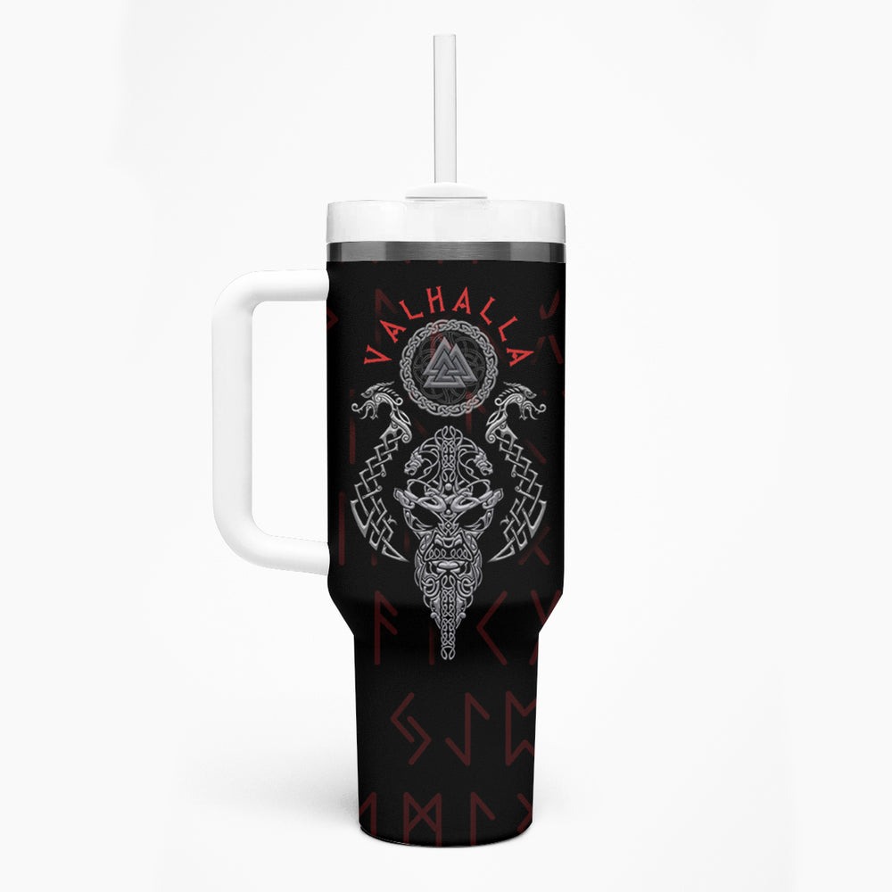 Viking Valhalla Tumbler With Handle Odin and Drakkar Pattern TS04 Viking Valhalla Tumbler With Handle Odin and Drakkar Pattern TS04