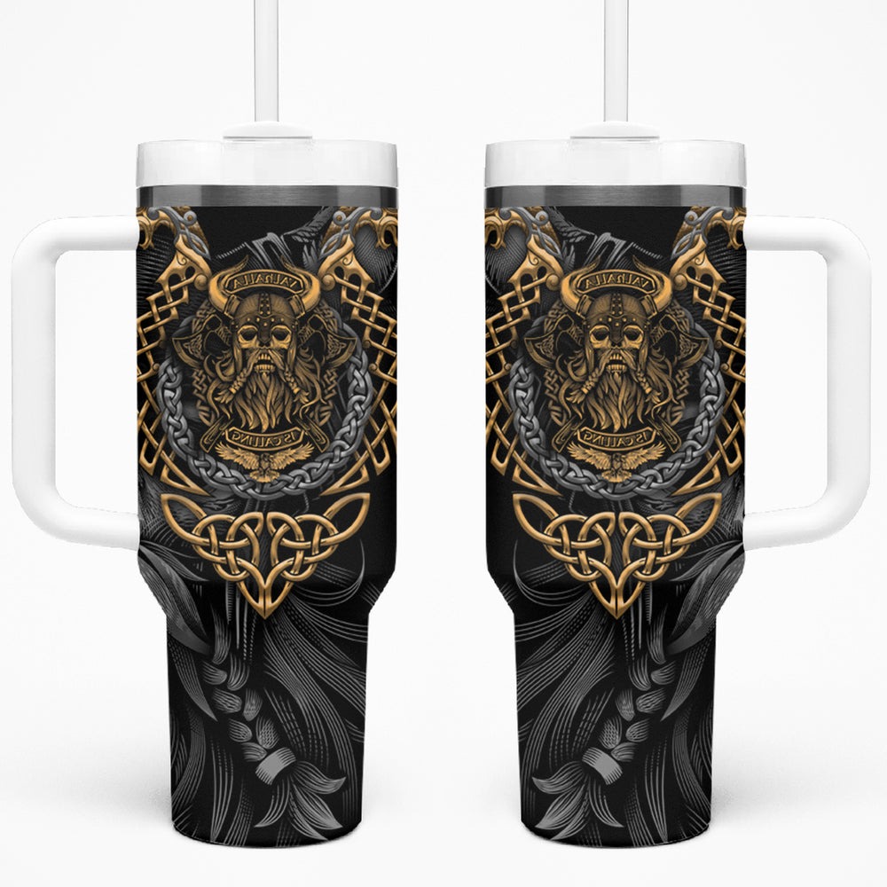 Viking Warrior Tatto Tumbler With Handle Valhalla Is Calling TS04 Viking Warrior Tatto Tumbler With Handle Valhalla Is Calling TS04