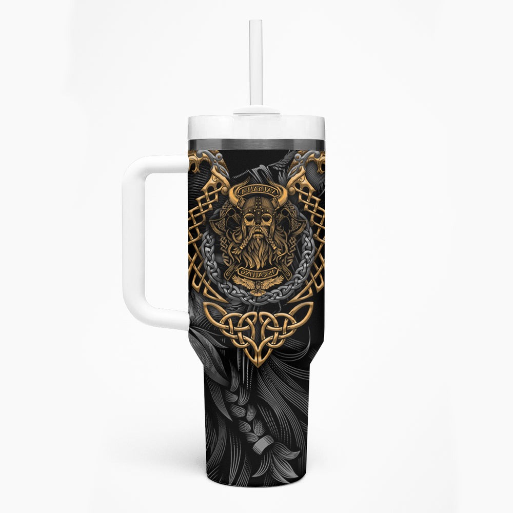 Viking Warrior Tatto Tumbler With Handle Valhalla Is Calling TS04 Viking Warrior Tatto Tumbler With Handle Valhalla Is Calling TS04
