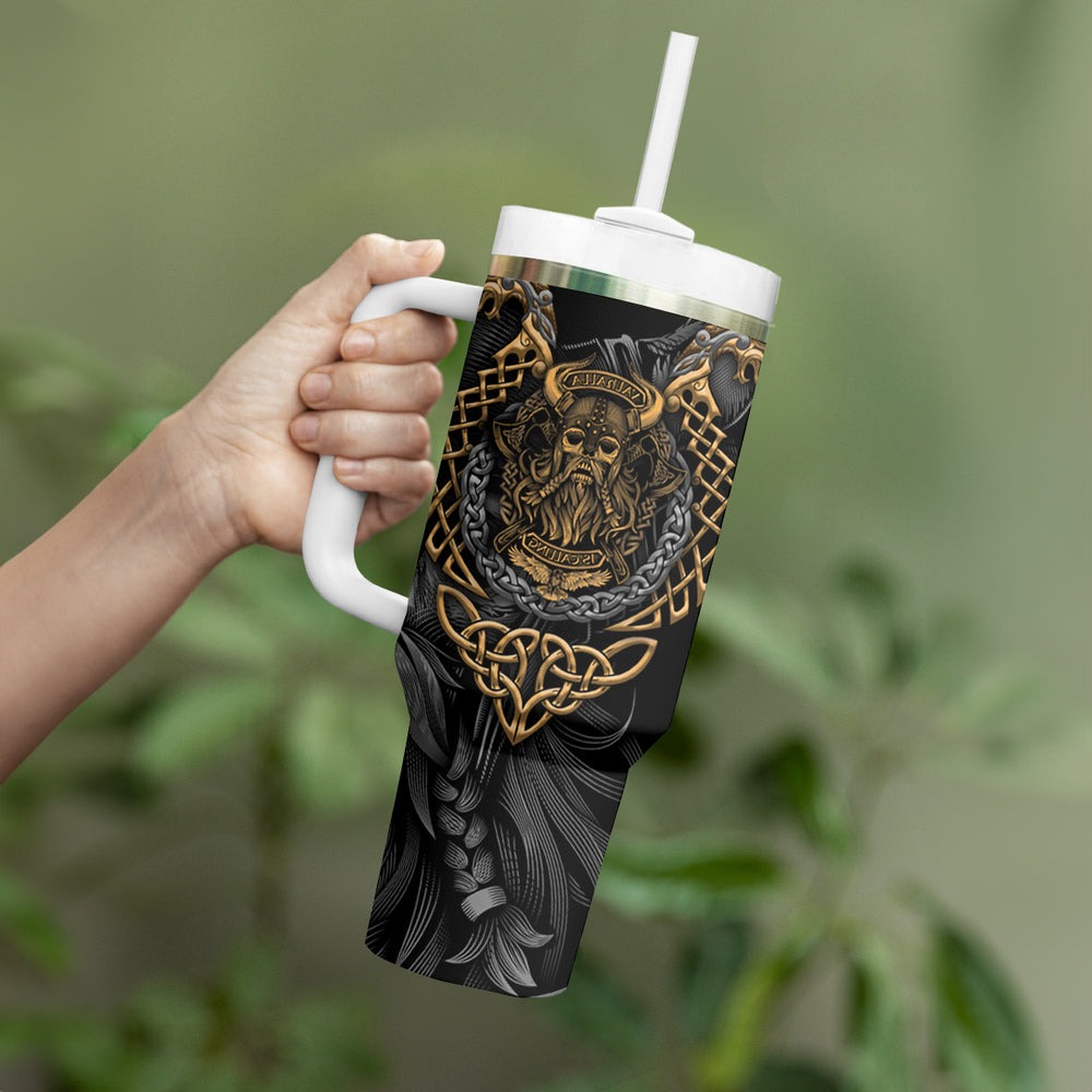 Viking Warrior Tatto Tumbler With Handle Valhalla Is Calling TS04 Viking Warrior Tatto Tumbler With Handle Valhalla Is Calling TS04