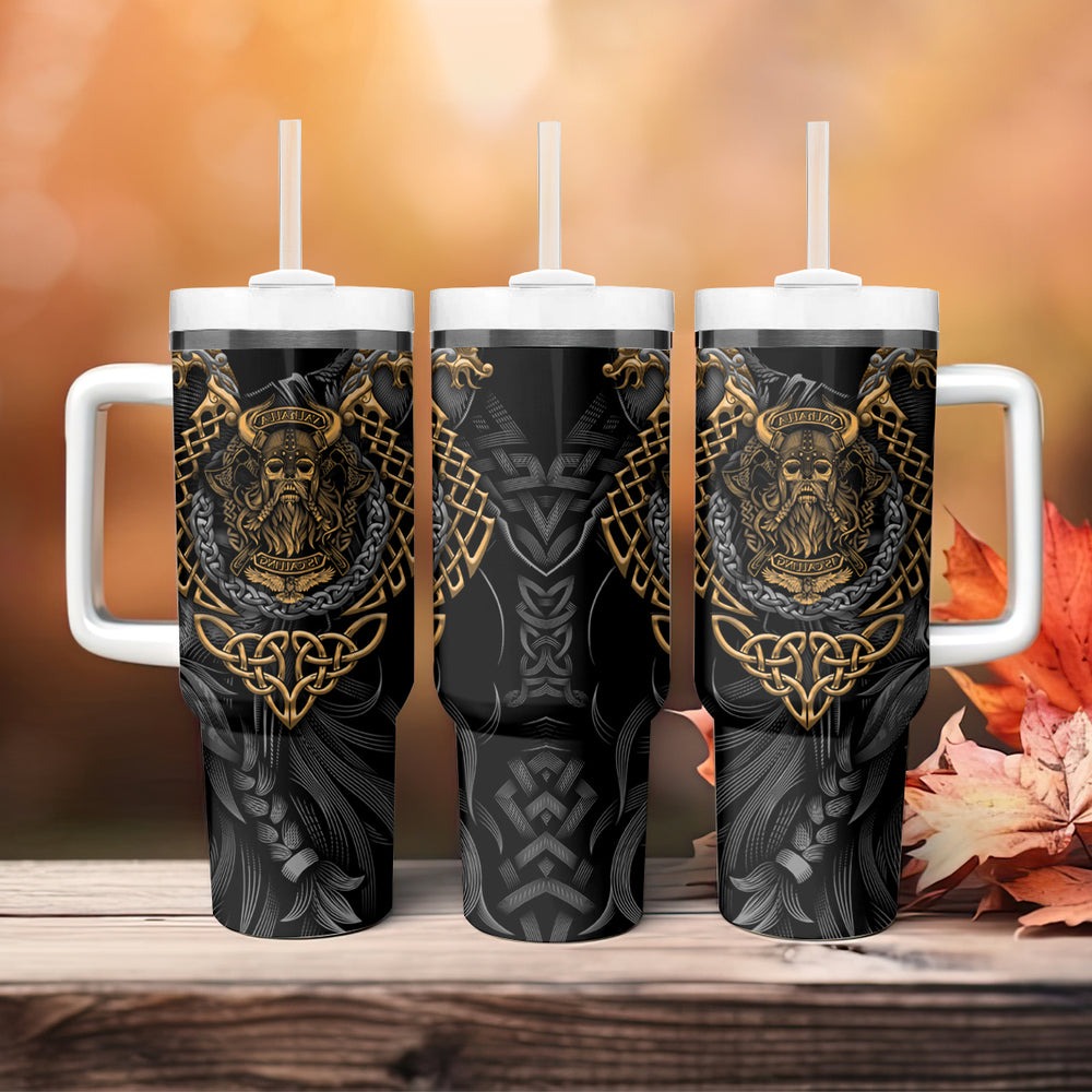 Viking Warrior Tatto Tumbler With Handle Valhalla Is Calling TS04 Viking Warrior Tatto Tumbler With Handle Valhalla Is Calling TS04
