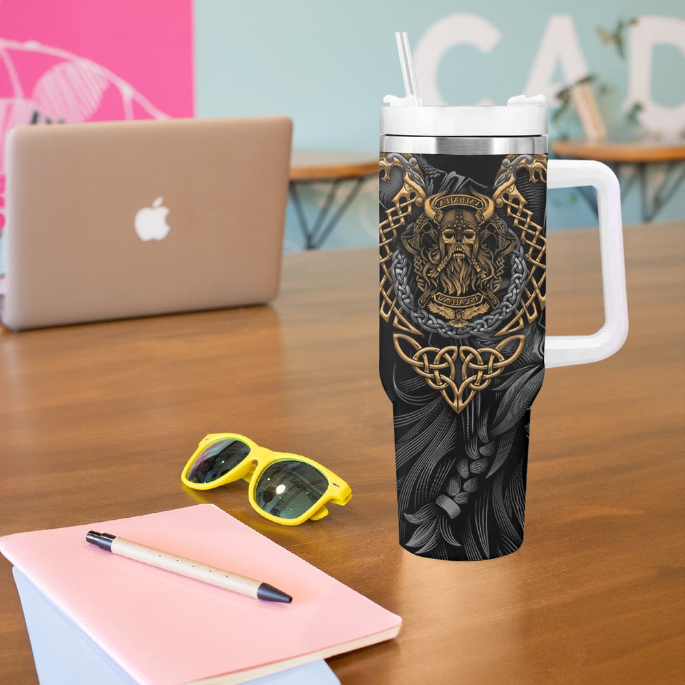 Viking Warrior Tatto Tumbler With Handle Valhalla Is Calling TS04 Viking Warrior Tatto Tumbler With Handle Valhalla Is Calling TS04