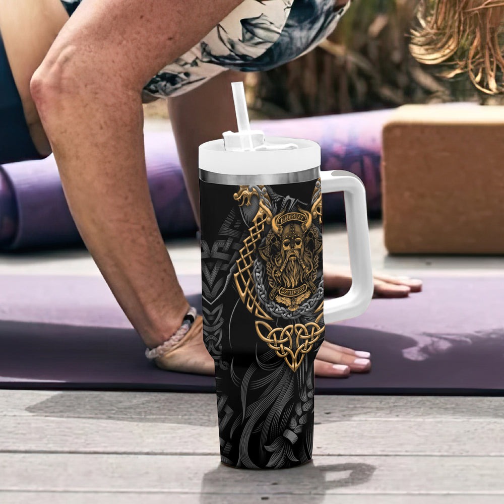 Viking Warrior Tatto Tumbler With Handle Valhalla Is Calling TS04 Viking Warrior Tatto Tumbler With Handle Valhalla Is Calling TS04