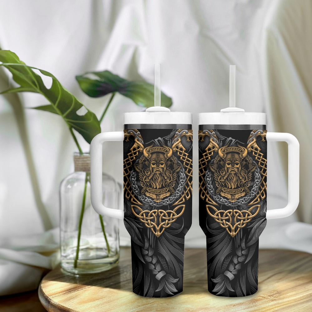 Viking Warrior Tatto Tumbler With Handle Valhalla Is Calling TS04 Viking Warrior Tatto Tumbler With Handle Valhalla Is Calling TS04