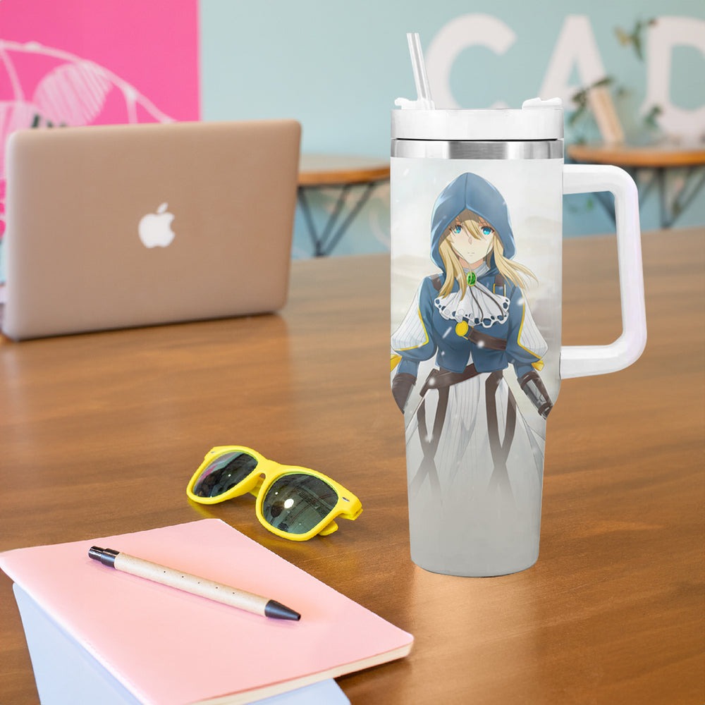 Violet Tumbler With Handle Violet Evergarden TS04 Violet Tumbler With Handle Violet Evergarden TS04