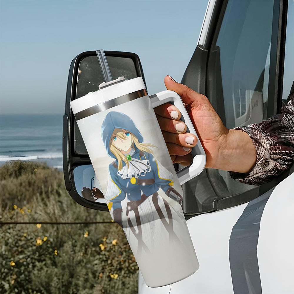 Violet Tumbler With Handle Violet Evergarden TS04 Violet Tumbler With Handle Violet Evergarden TS04