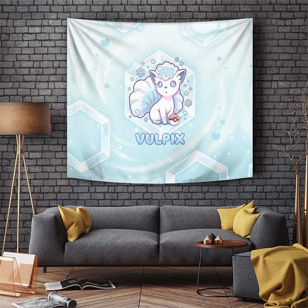 Vulpix Tapestry Frosted Pastel Ice Crystal Art TS04 Vulpix Tapestry Frosted Pastel Ice Crystal Art TS04
