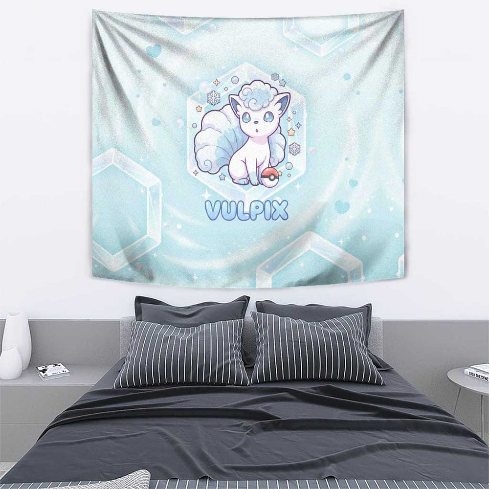 Vulpix Tapestry Frosted Pastel Ice Crystal Art TS04 Vulpix Tapestry Frosted Pastel Ice Crystal Art TS04